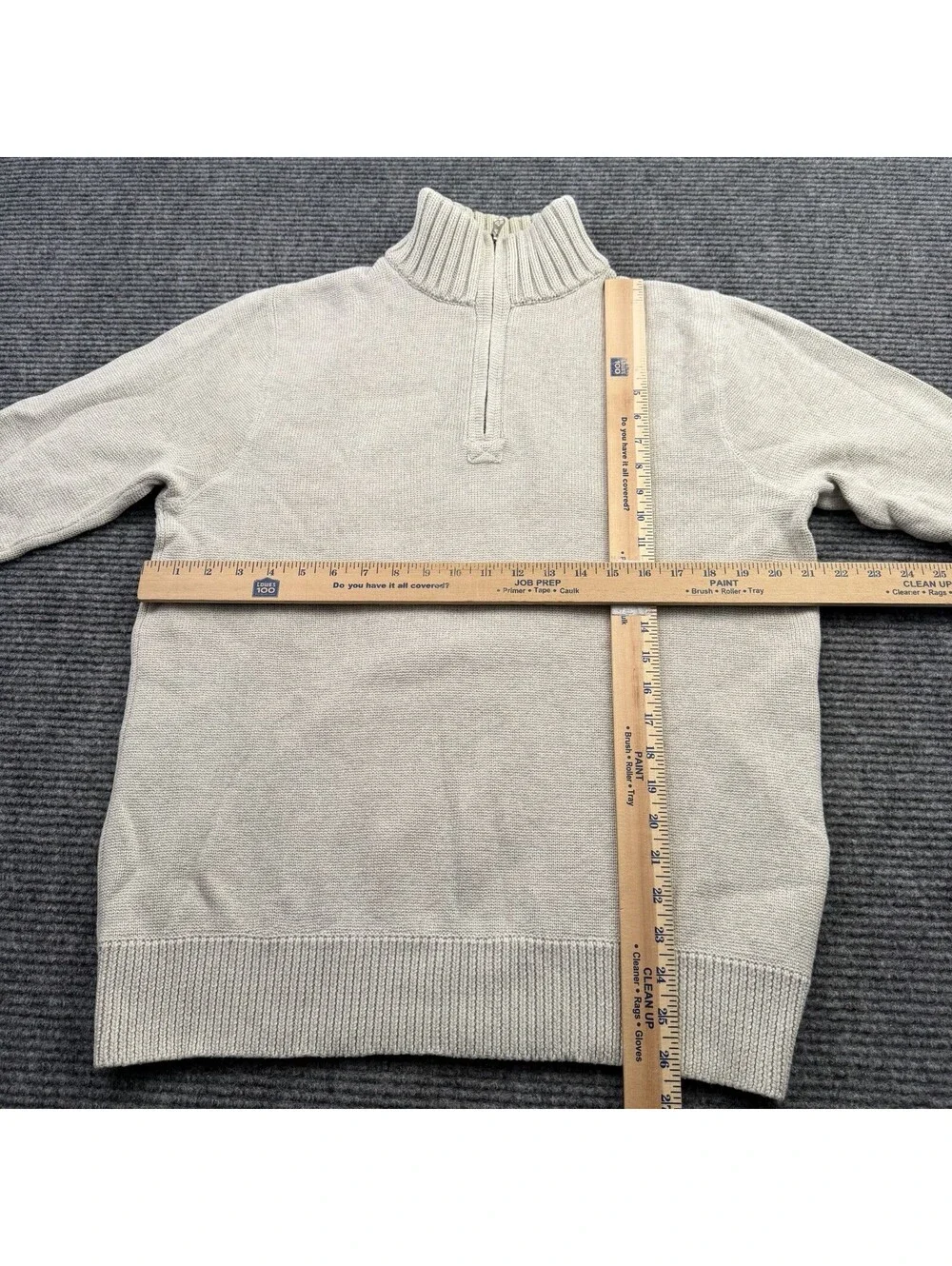 J Crew Knit Cotton Quarter Zip Pullover Sweatshirt Men’s Size Large Beige